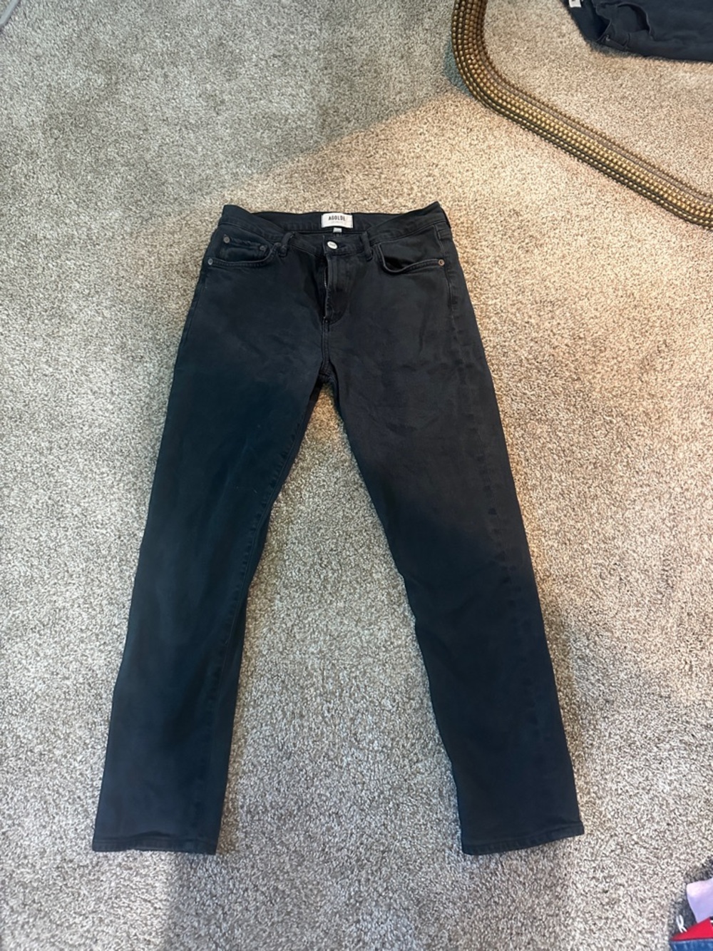 Agolde Washed Black High-Rise Slim Jeans